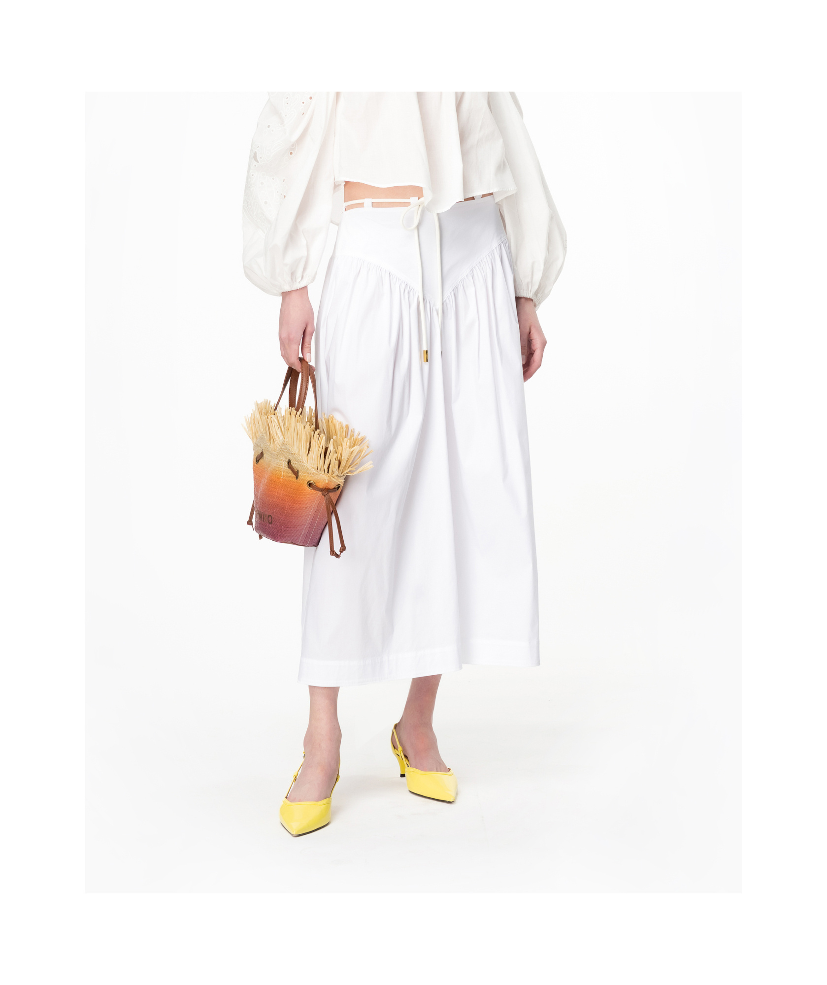 Pinko Grinch Drawstring Midi Skirt In White