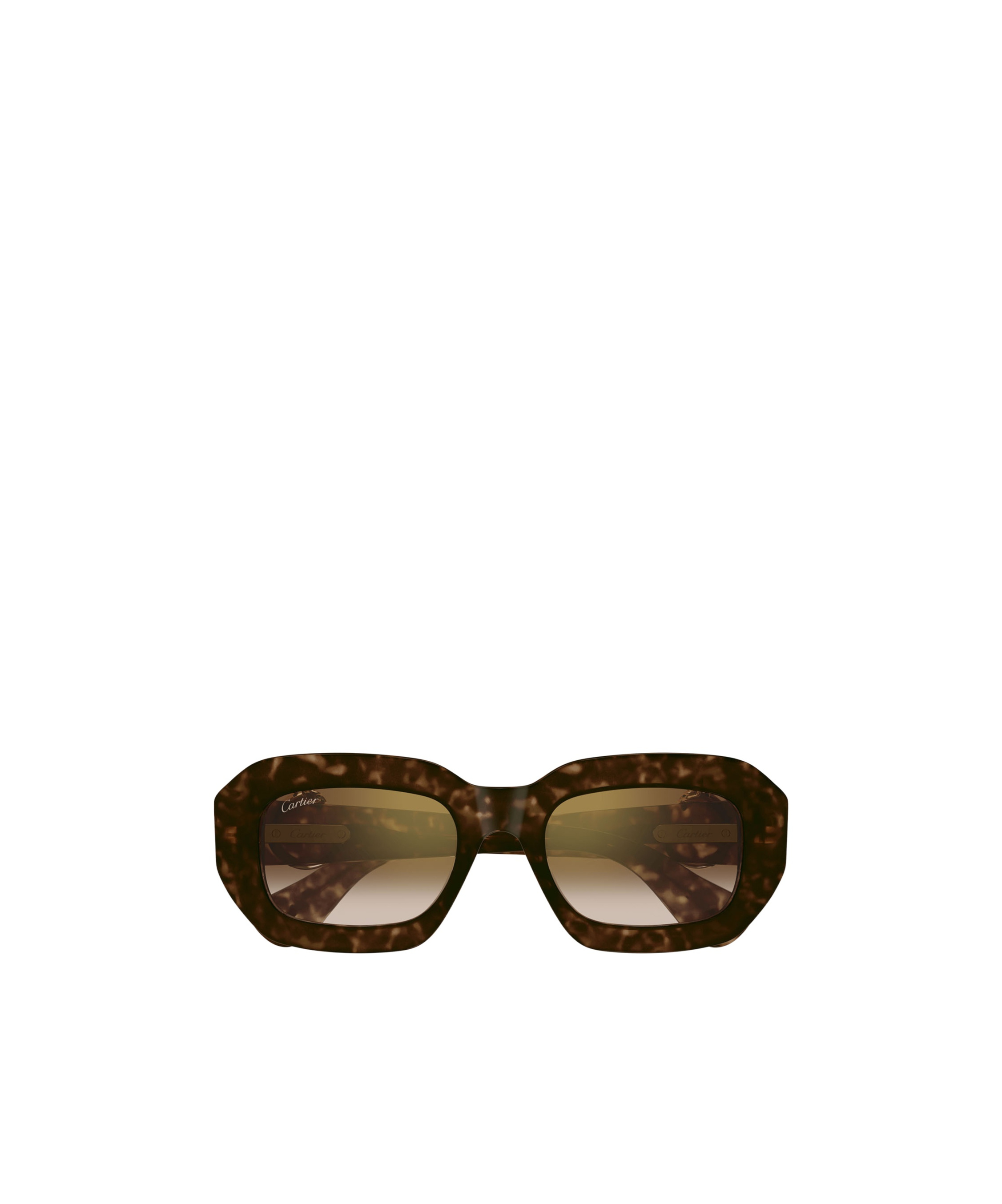 Shop Cartier Rectangular Frame Sunglasses In Brown