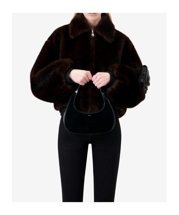 Coperni High-collar Brown Synthetic Fur Bomber Jacket In Brown