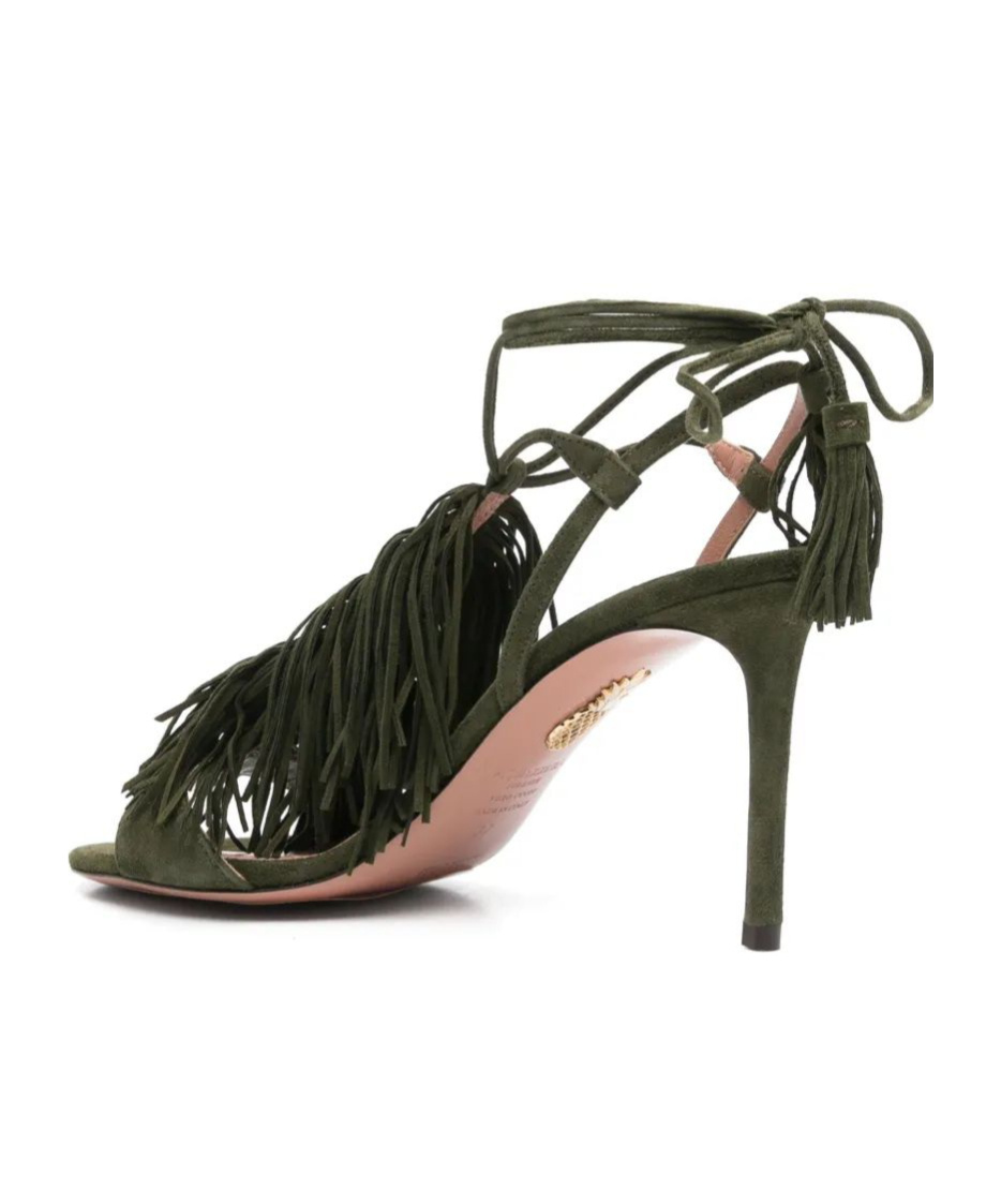 Aquazzura Tassel Detail High-heeled Sandals In Fern Green