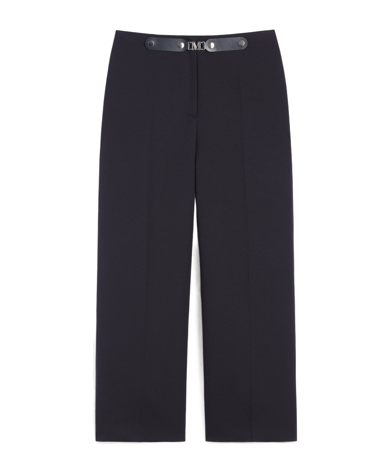 Max Mara Washed Fabric Cropped Trousers In Black