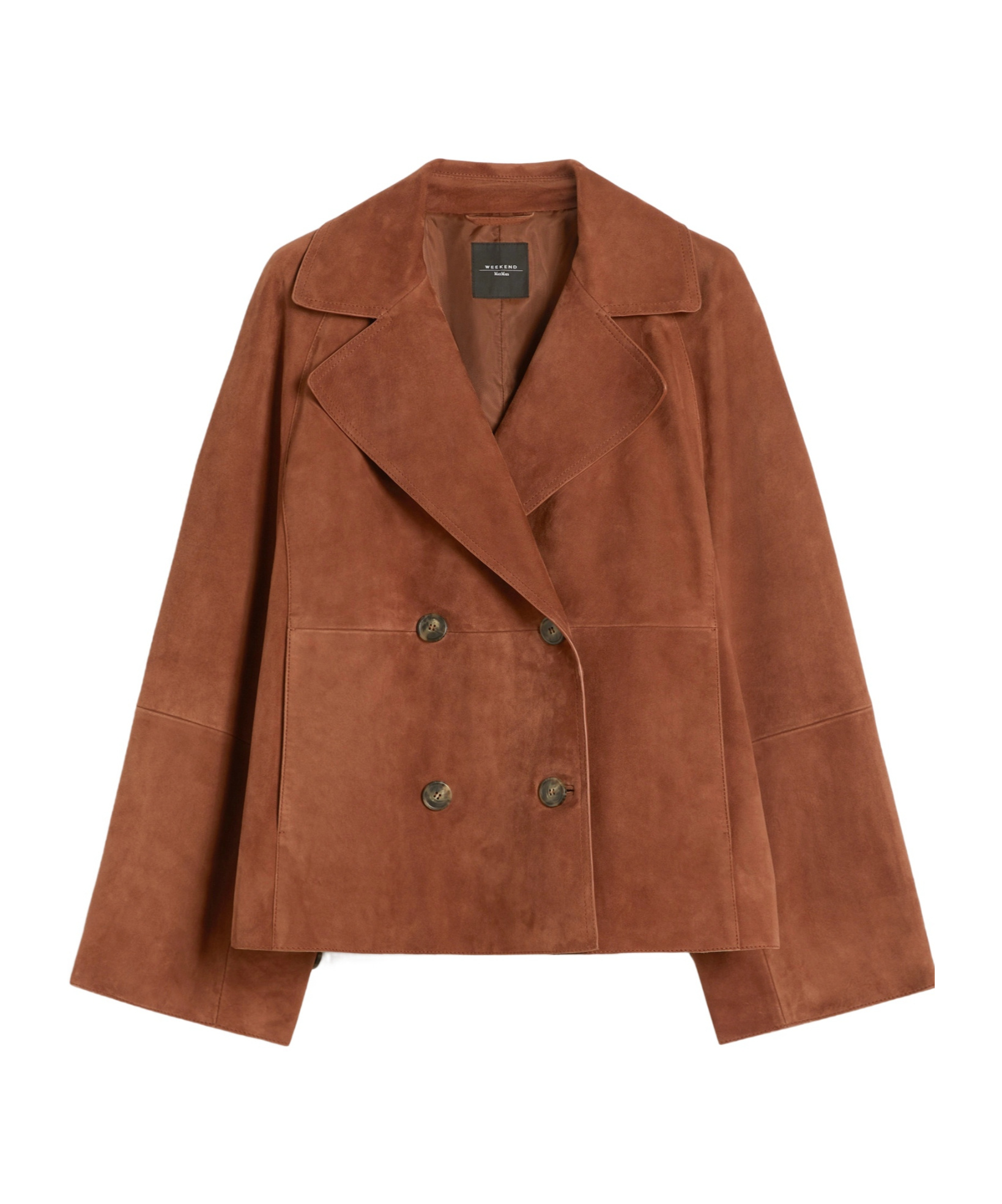 Max Mara Long-sleeved Leather Jacket In Brown