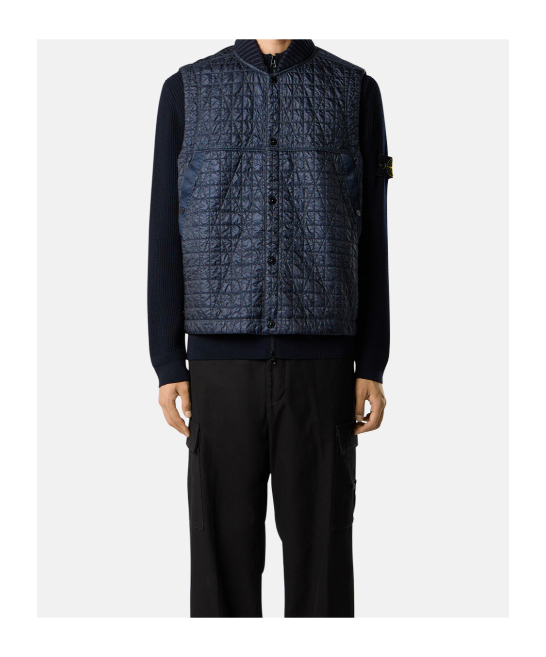 Stone Island Quilted Vest With Anti-drop And Wind Resistance In Blue