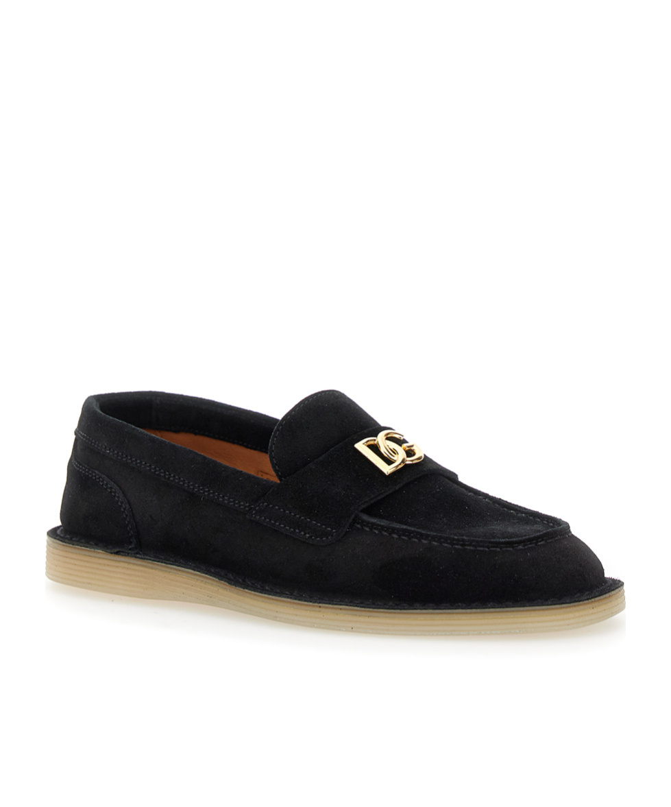 Dolce & Gabbana Logo-lettering Loafers In Black