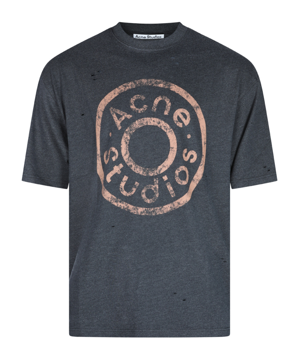 Acne Studios Logo Printed Crewneck T-shirt In Black