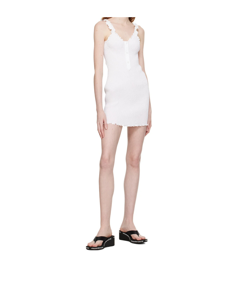 Alexander Wang Suspender Three-button Dress In White