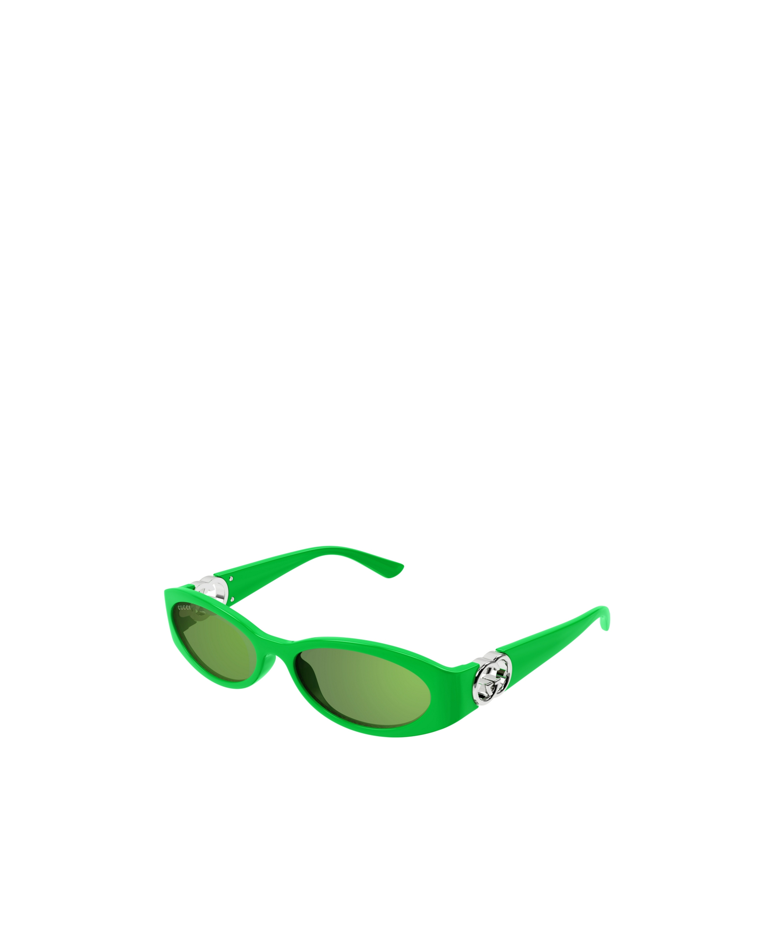Gucci Interlocking G Oval-frame Sunglasses In Green