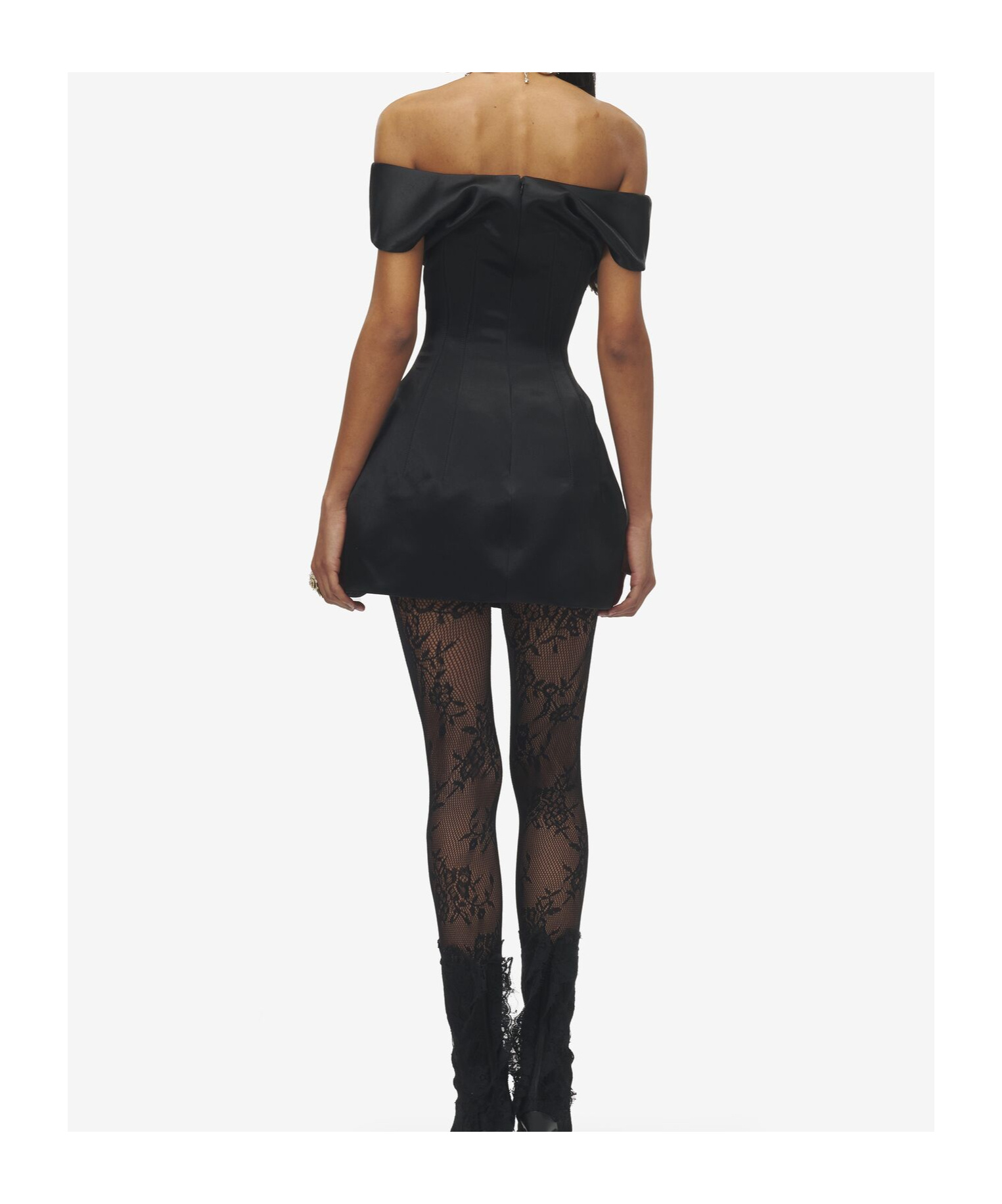Alexander Mcqueen Off-the-shoulder Satin Crepe De Chine Mini Dress In Black