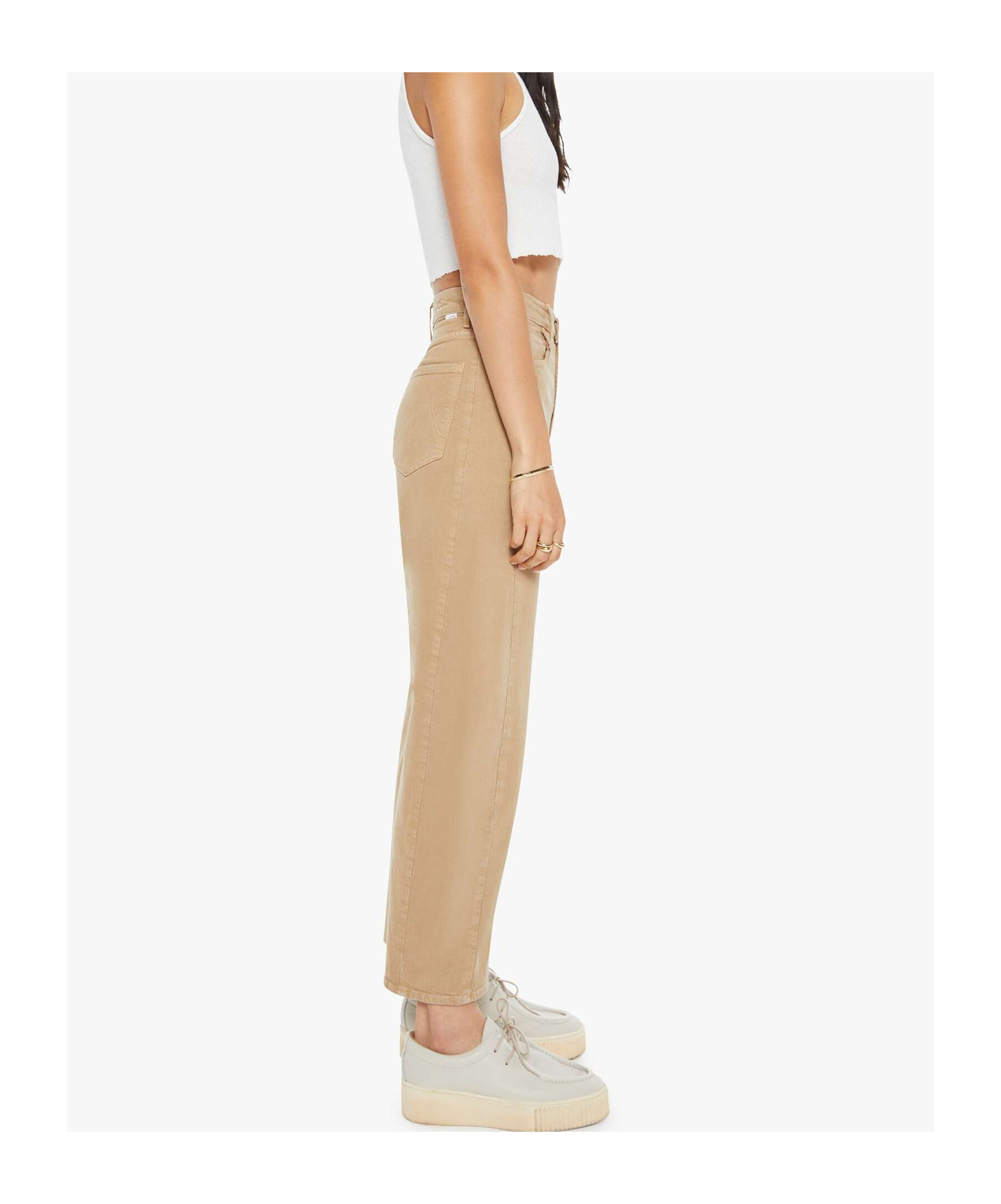Mother The Mid Rise Dazzler Ankle Fray Sand Pants In Neutral