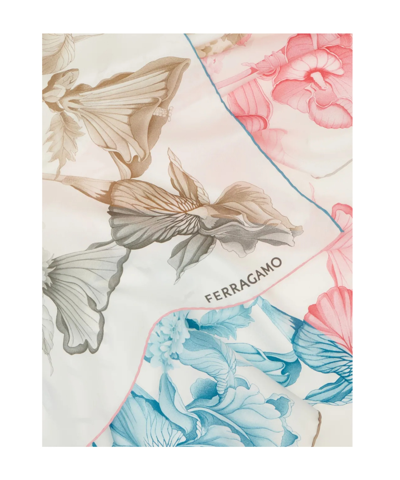 Ferragamo Hydrangea-print Silk Scarf In Pastel
