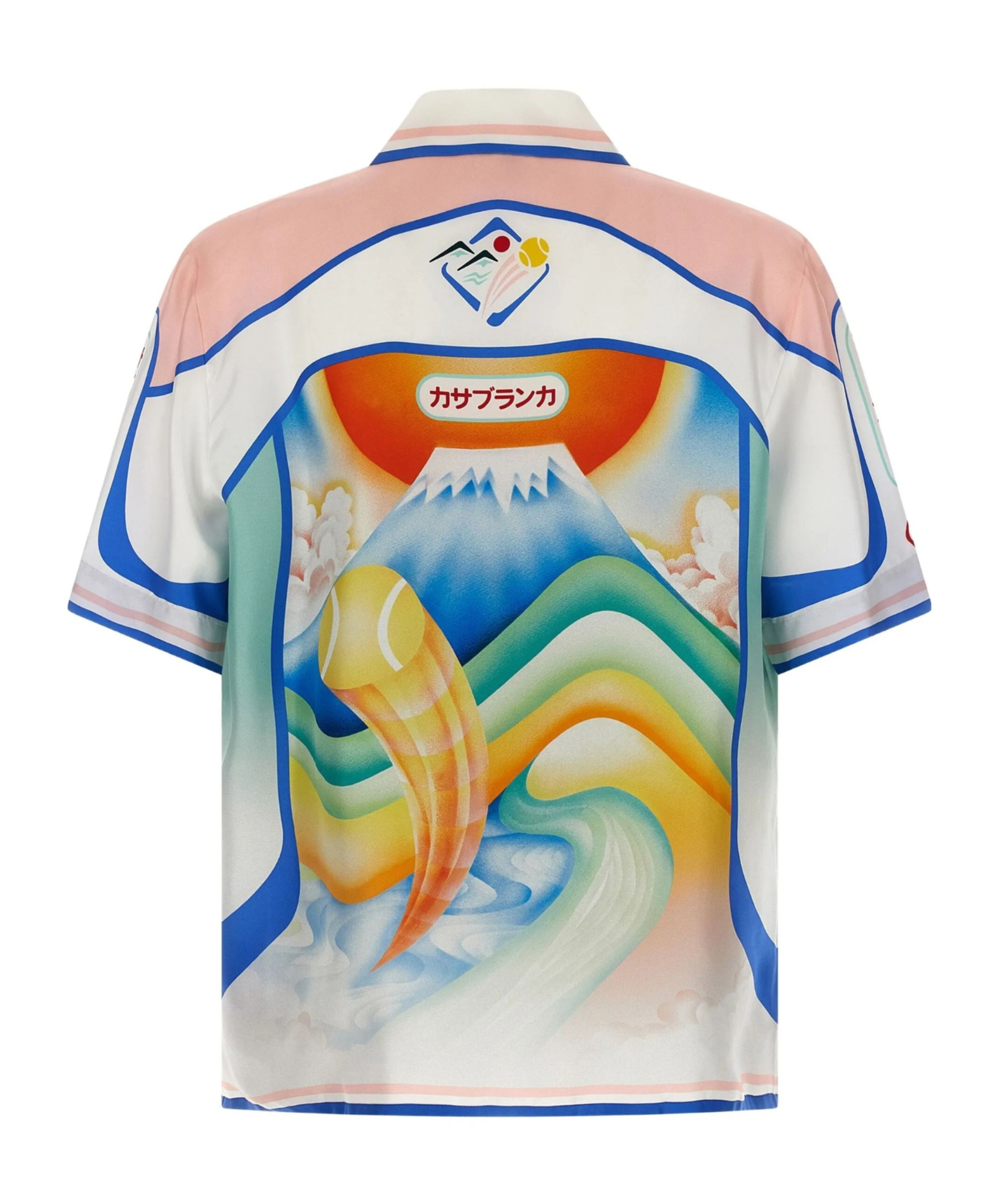 Casablanca Mens Fuji Dream Cuban Collar Printed Silk Shirt In White