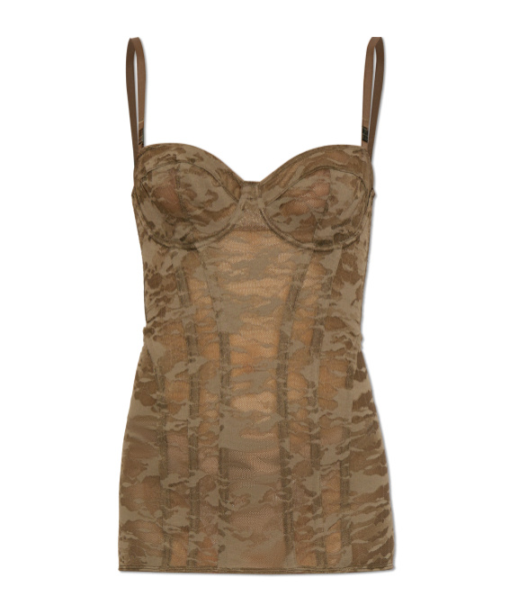 Diesel Color Hollowed-out Waistcoat Vest In Brown