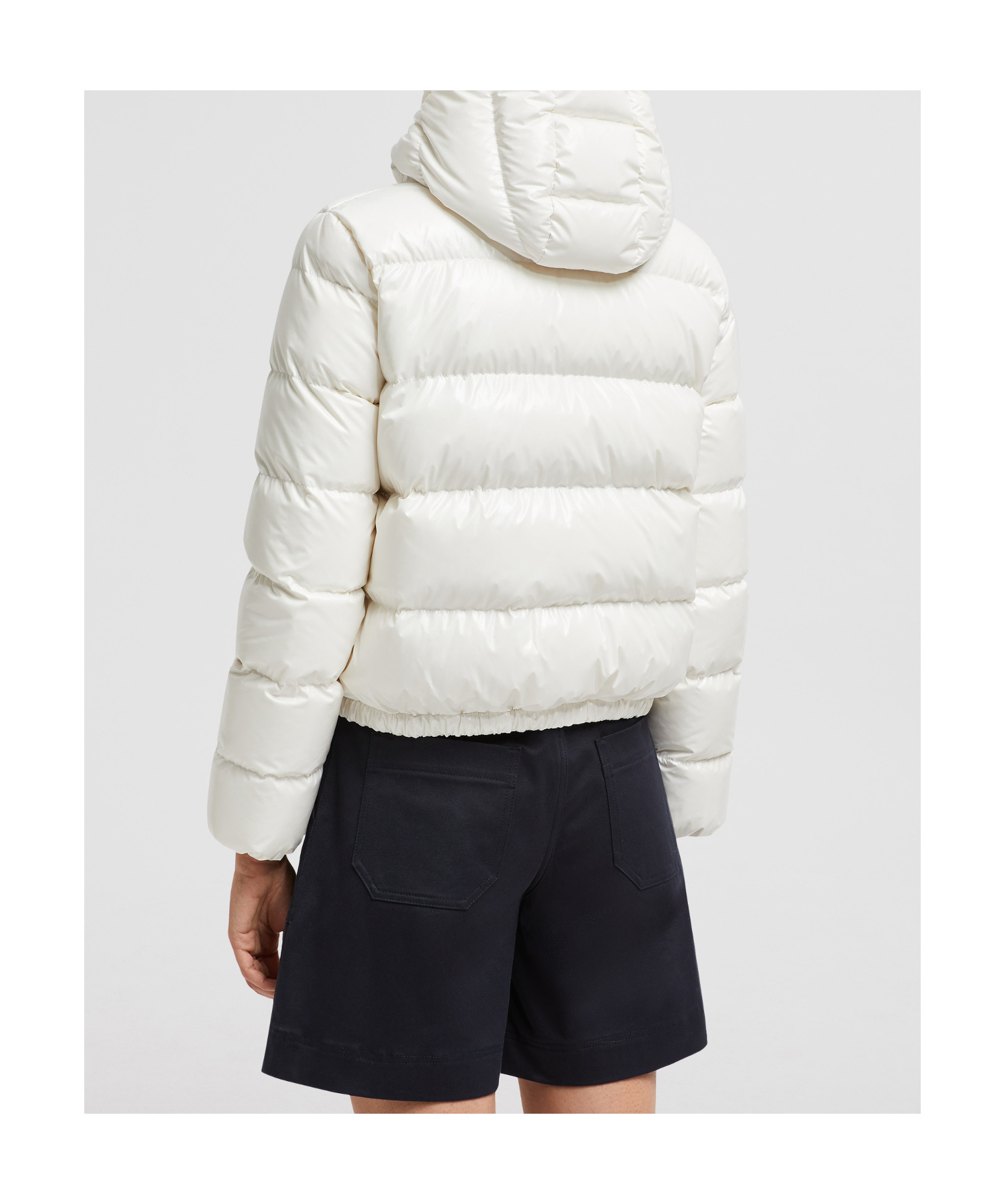 Moncler Andro Hooded Short Down Jacket White In White