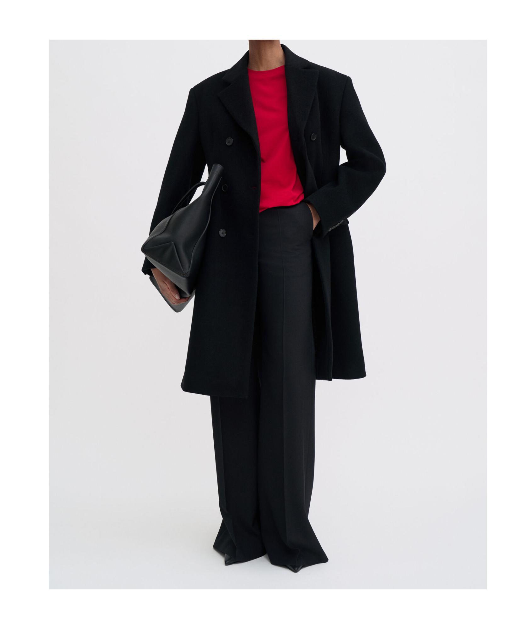 Filippa K Double Breasted Coat In Black