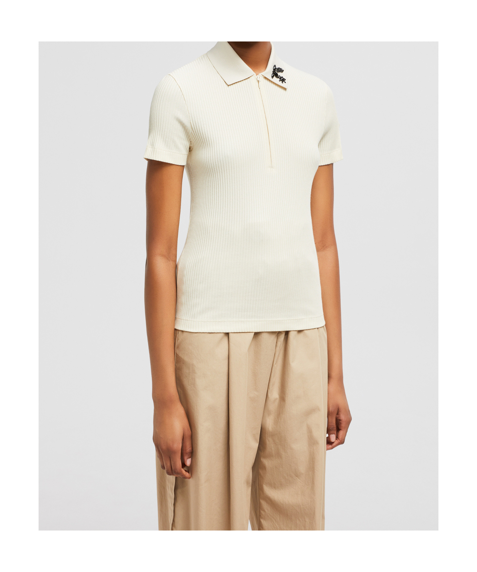 Moncler Short-sleeved Polo Shirt In Nude