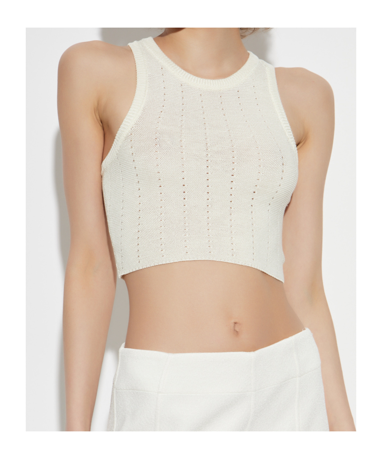 Etro Ivory Knitted Crop Top With Openwork Pattern In White