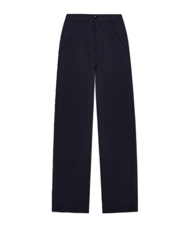 Shop Marni Virgin-wool Straight-leg Trousers In Black