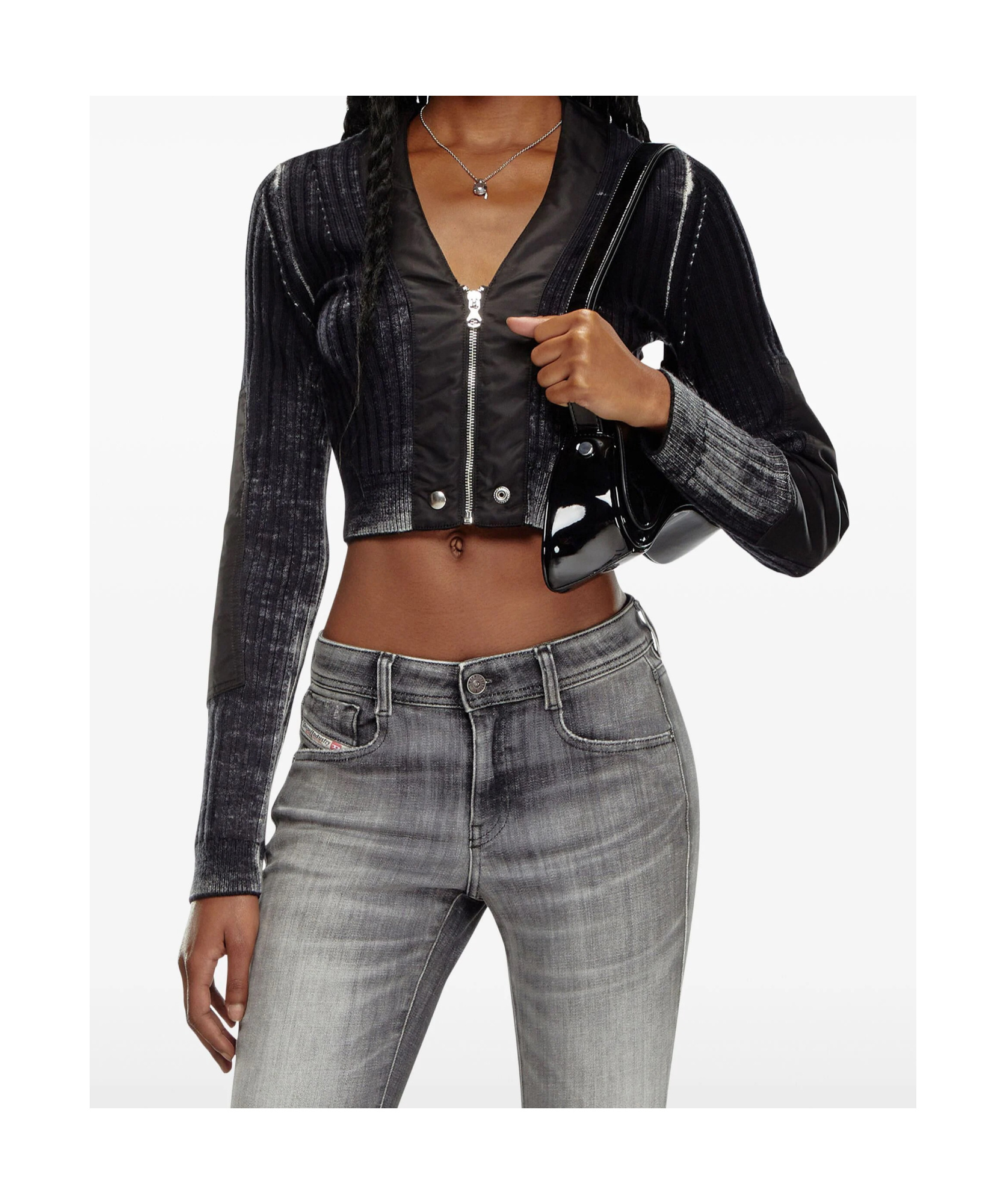 Diesel M-asera Cropped Cardigan In Black