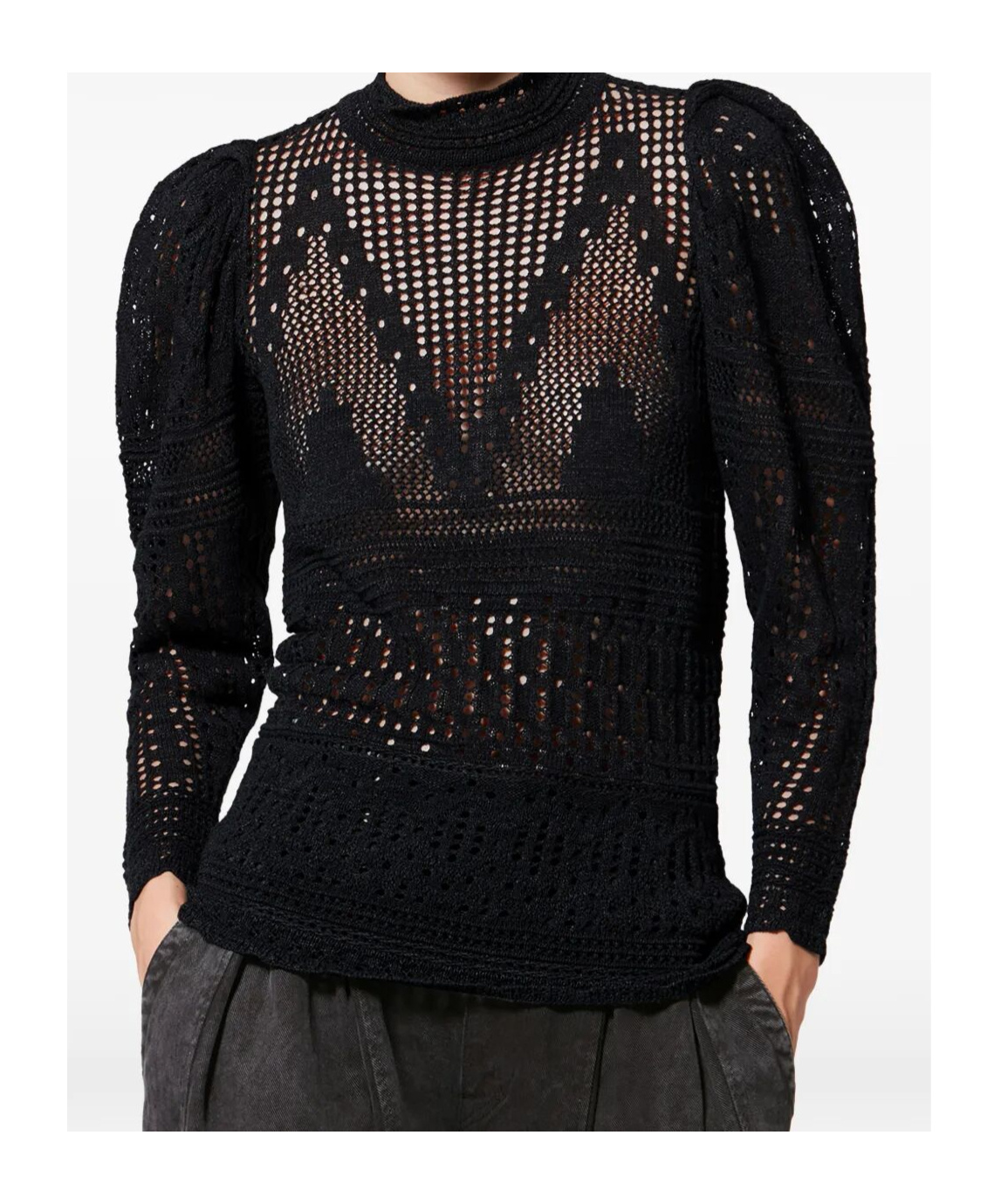 Isabel Marant Dahara Openwork Cotton Sweater Clothing In Black