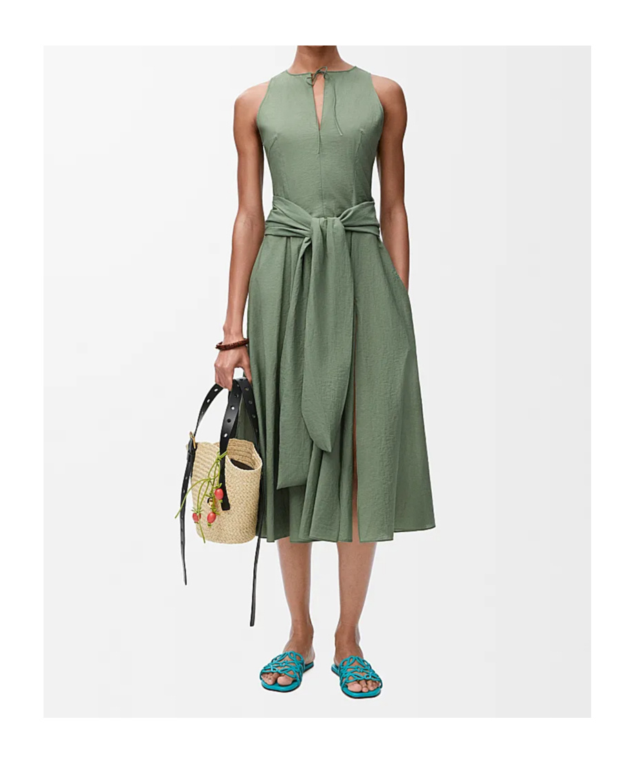 Loewe Draped Tie-waist Midi Dress