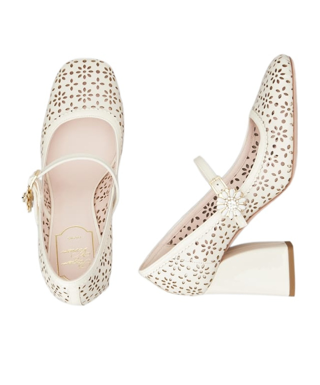 Roger Vivier Leather New Tres Viv Mary Jane Pumps 85 In Off-white