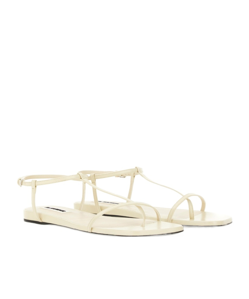 Jil Sander 10mm Leather T-bar Sandals In Nude