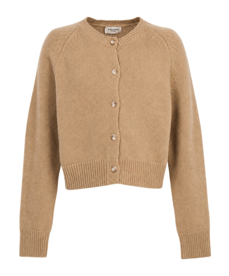 Weekend Max Mara Wool Yarn Cardigan In Nude