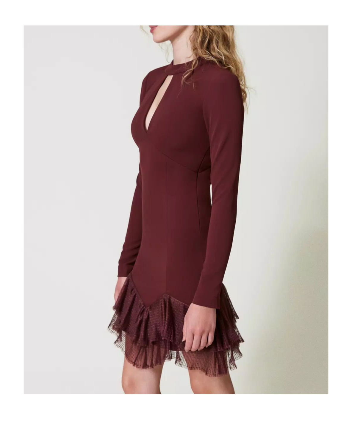 TWINSET PLEATED TULLE FLOUNCES MINI DRESS