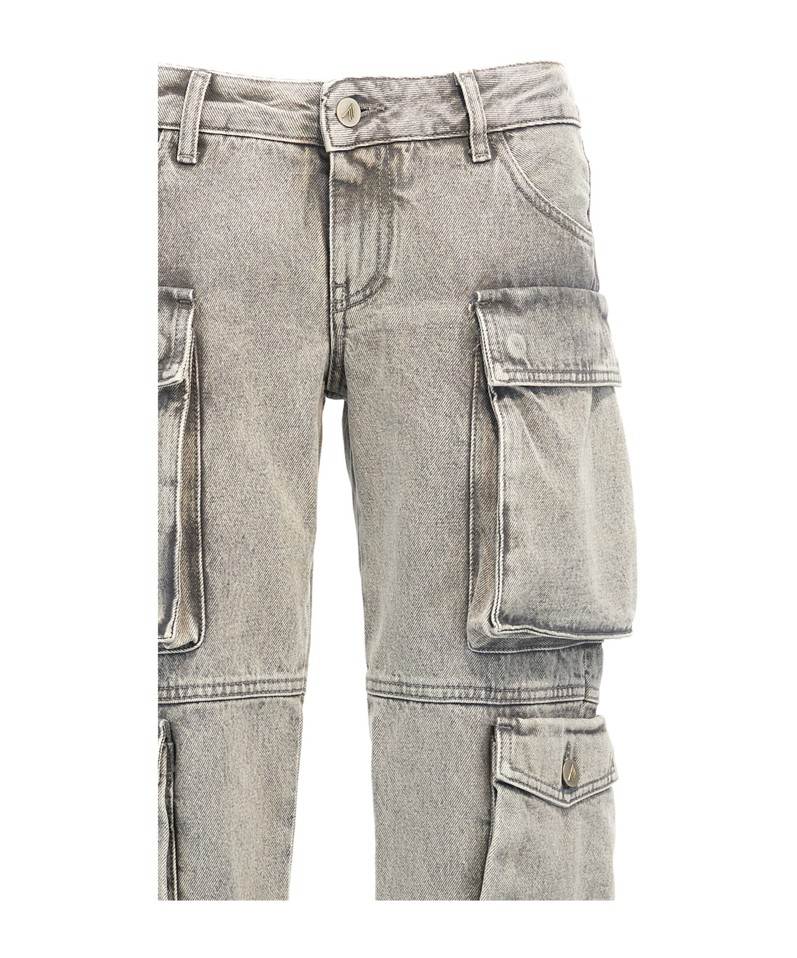 Attico 'essie' Distressed Cargo Trousers With Multiple Pockets In Gray