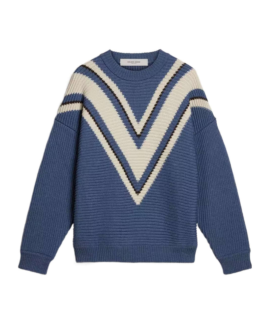 Golden Goose Jacquard Wool Sweater With Cream-colored Pattern Clothing In Blue