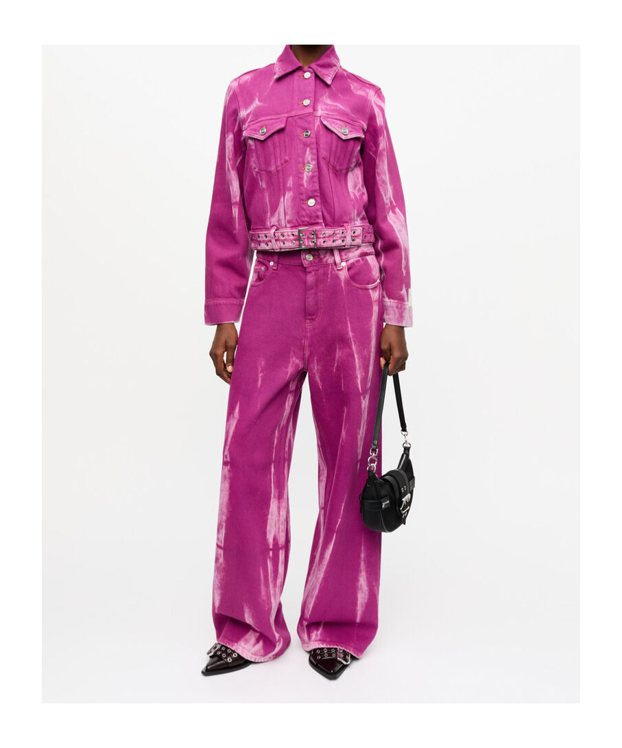 Ganni Long Sleeve Denim Jacket In Pink