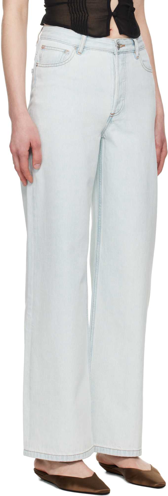 Apc Belt Loop Jeans In White