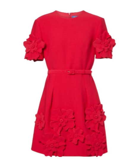 Leo Aurélie Floral-appliqué Minidress In Red