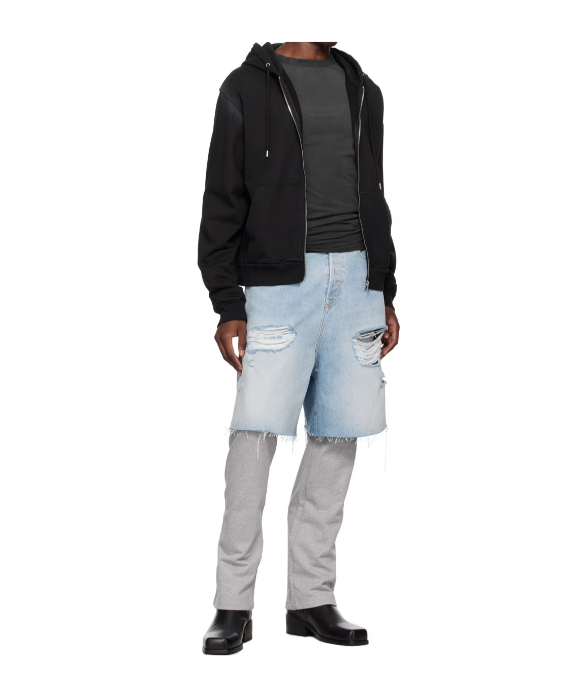We11 Done Zippered Hooded Sweatshirt In Black
