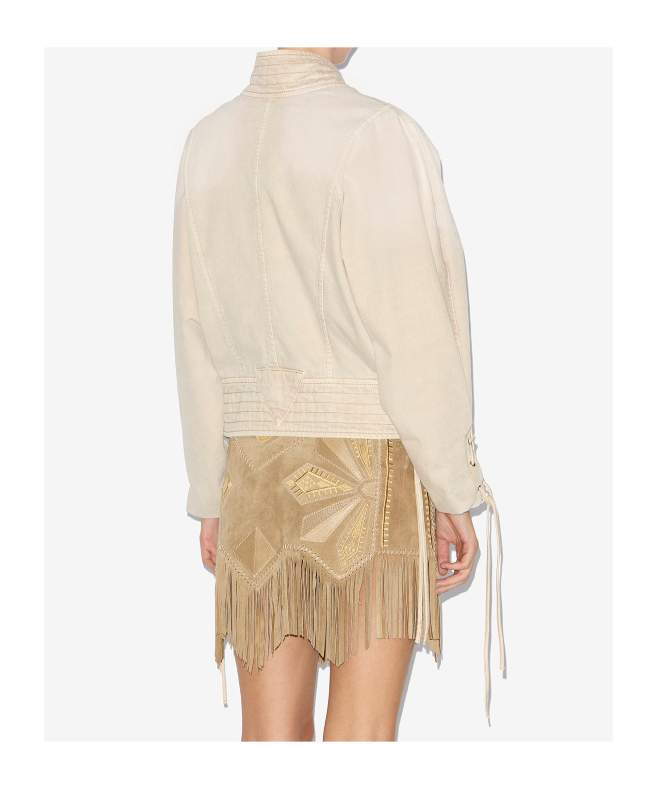 Isabel Marant Edina Short Denim Jacket In Nude