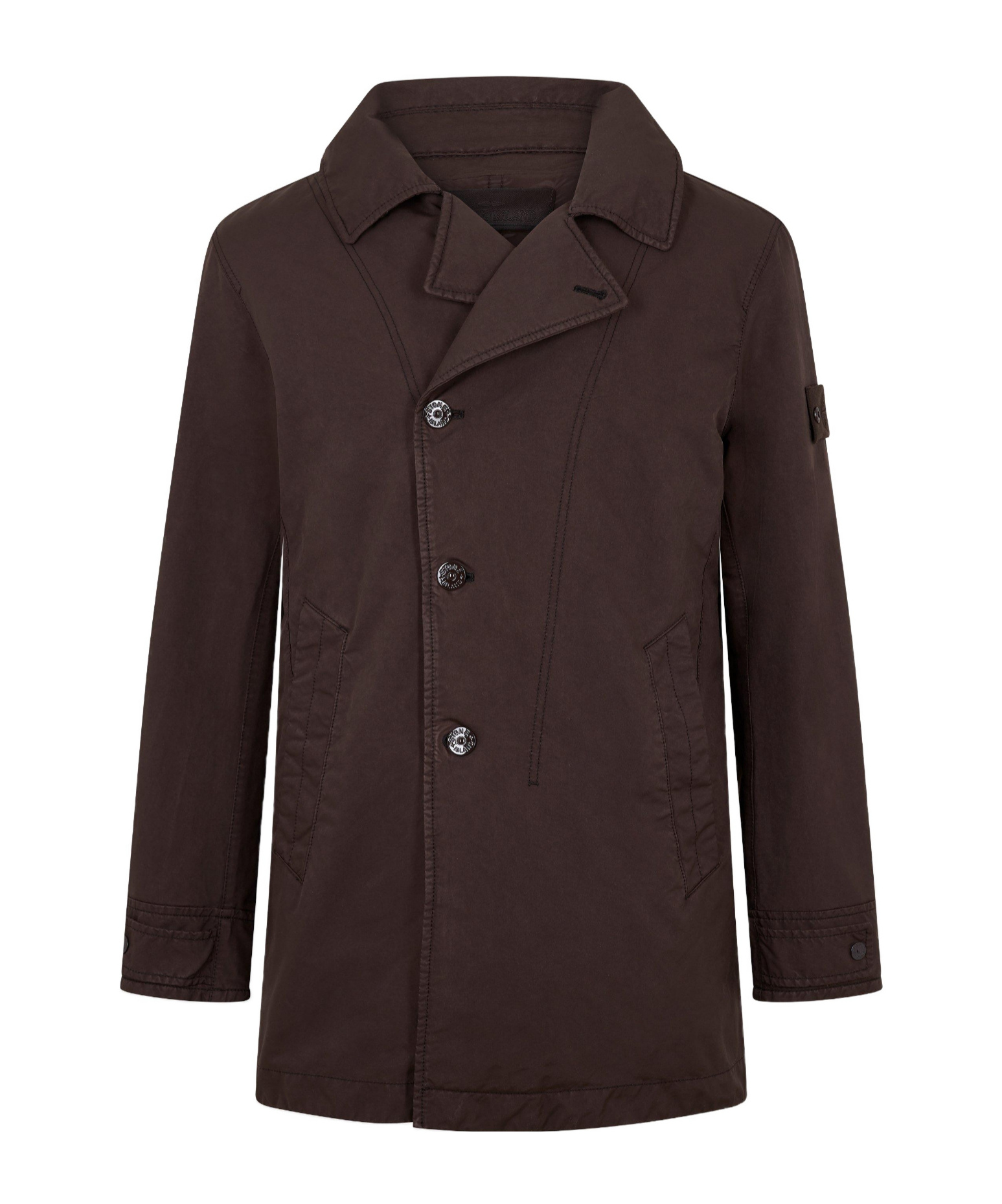 Stone Island Weather-resistant Peacoat In Black