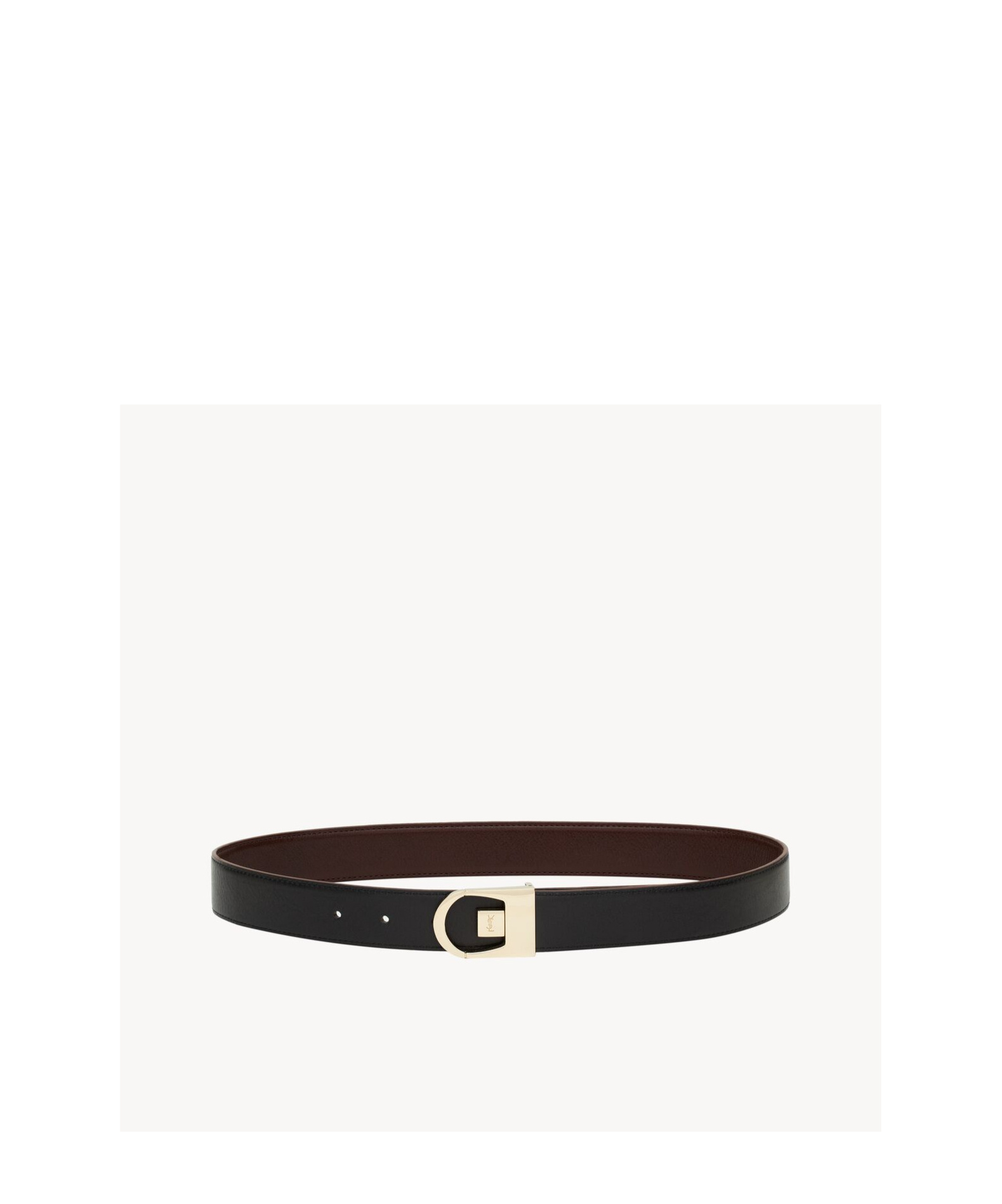Saint Laurent Double-sided Belt In Black/reddish Brown