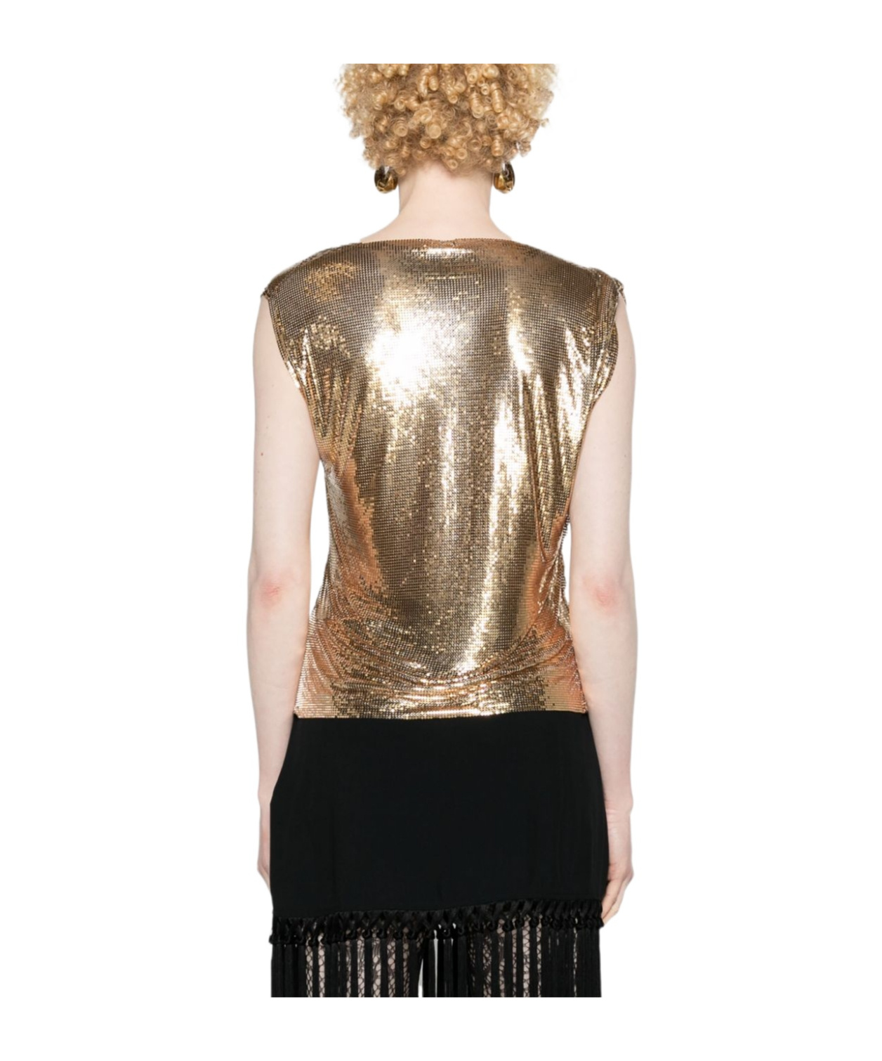 RABANNE CHAINMAIL COWL-NECK TANK TOP