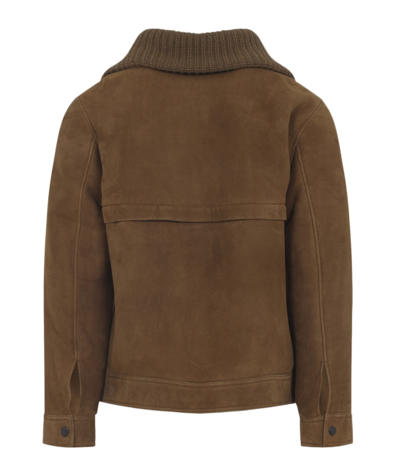 Yves Salomon Suede Finish Down Jacket With Buttoned Cuffs In Brown