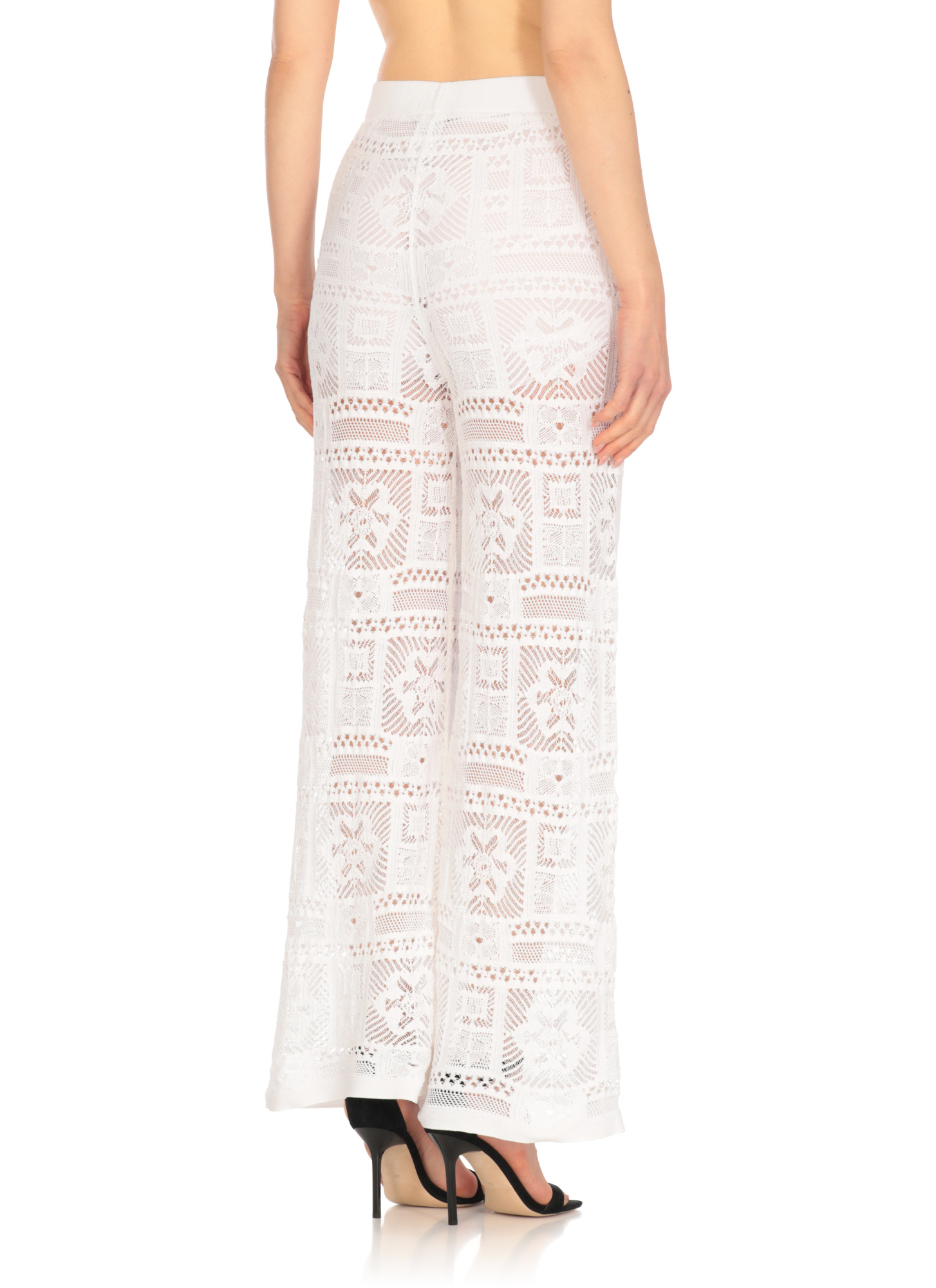D Exterior D.exterior Crochet Wide Leg Pants In White
