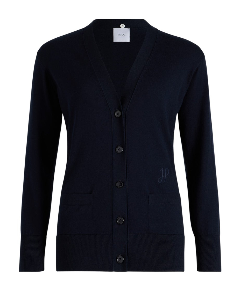 Patou Trompe L'oeil Cotton Cardigan In Blue
