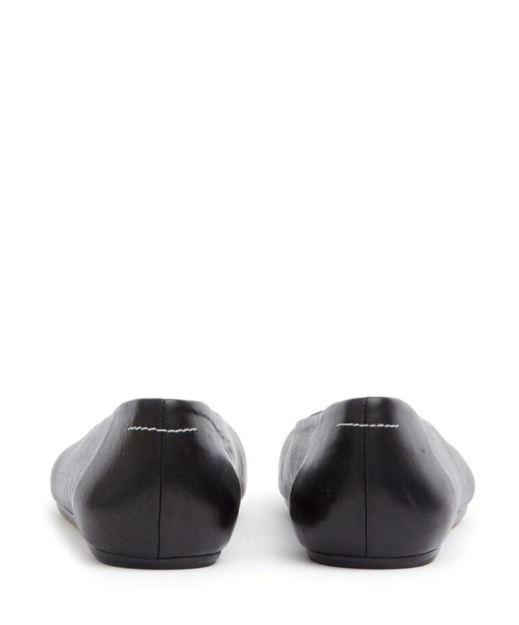 Shop Mm6 Maison Margiela Stitch-out Leather Ballerinas In Black