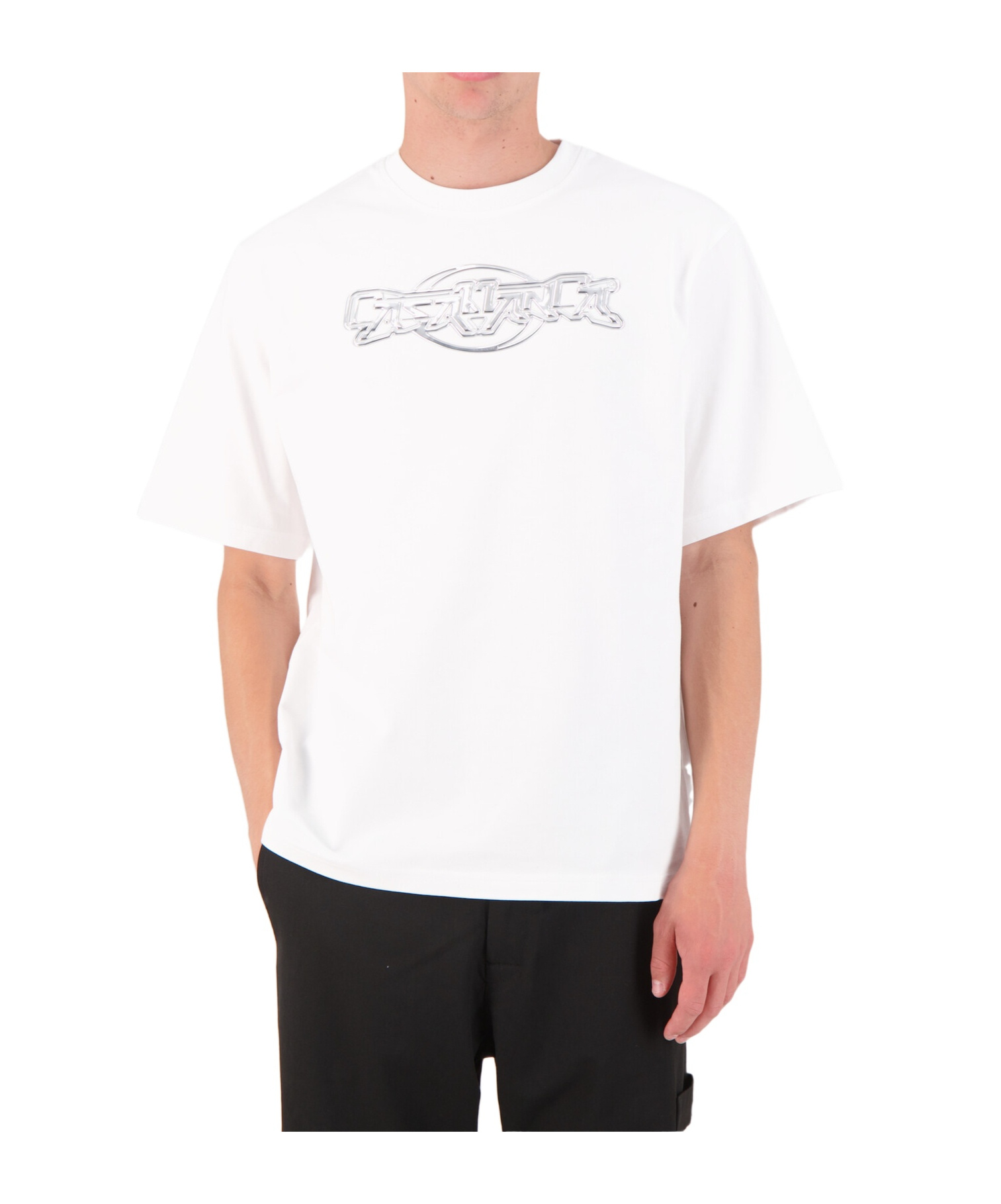 Casablanca Oversize Crew Neck T-shirt With Graphic Print In White
