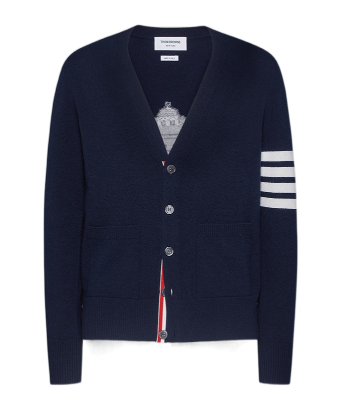 Thom Browne 4-bar Virgin-wool Cardigan In Black