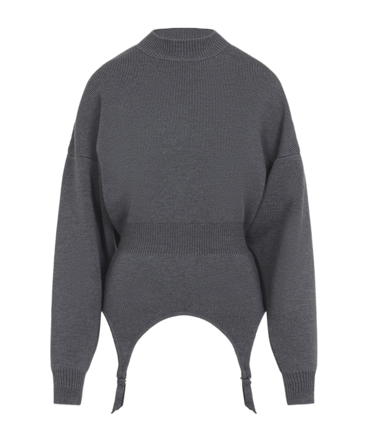 Jean Paul Gaultier High Neck Bat Sleeves Lingerie Garter Pullover Sweater In Black
