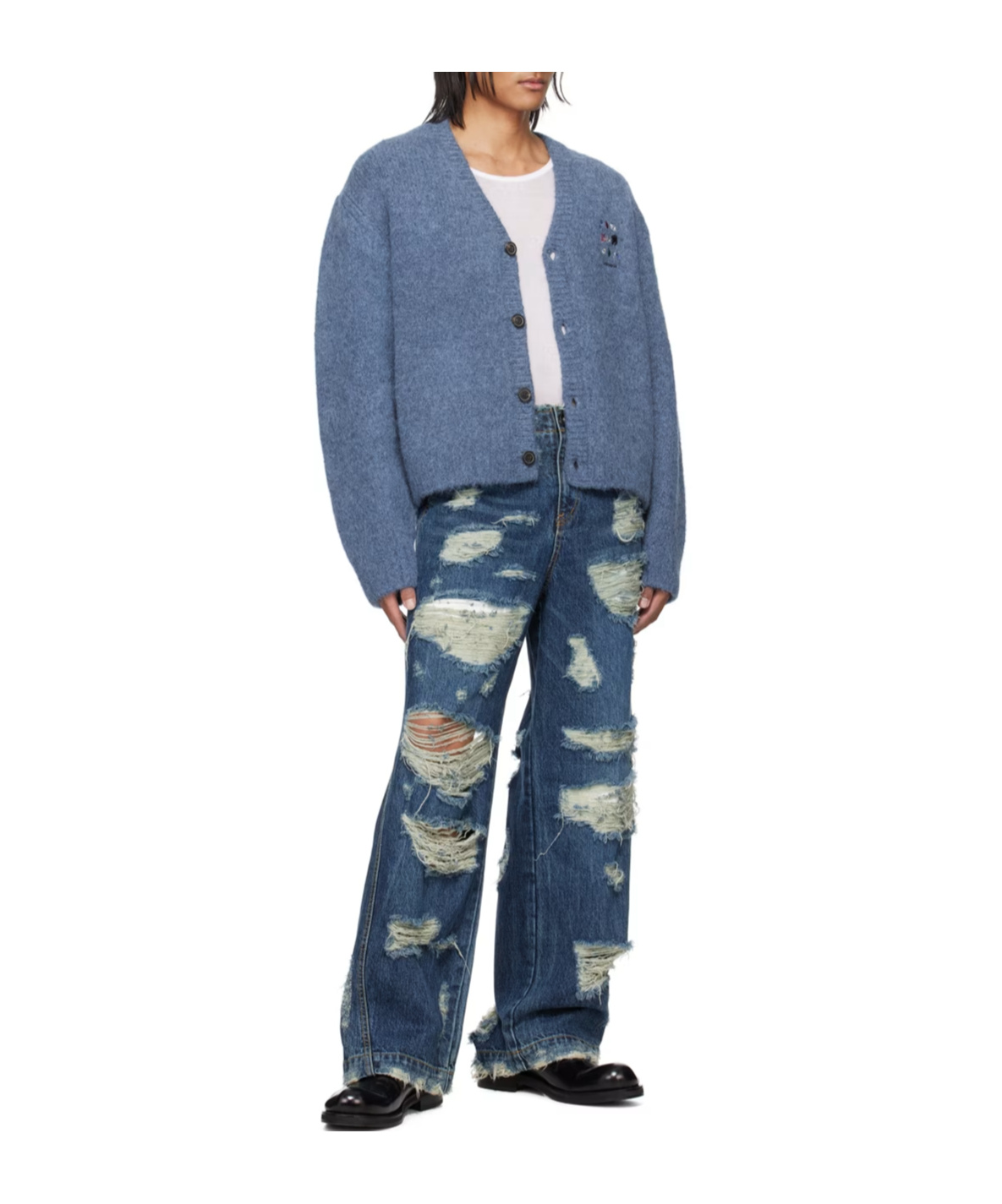 Ader Error Gemma Logo Cardigan In Blue