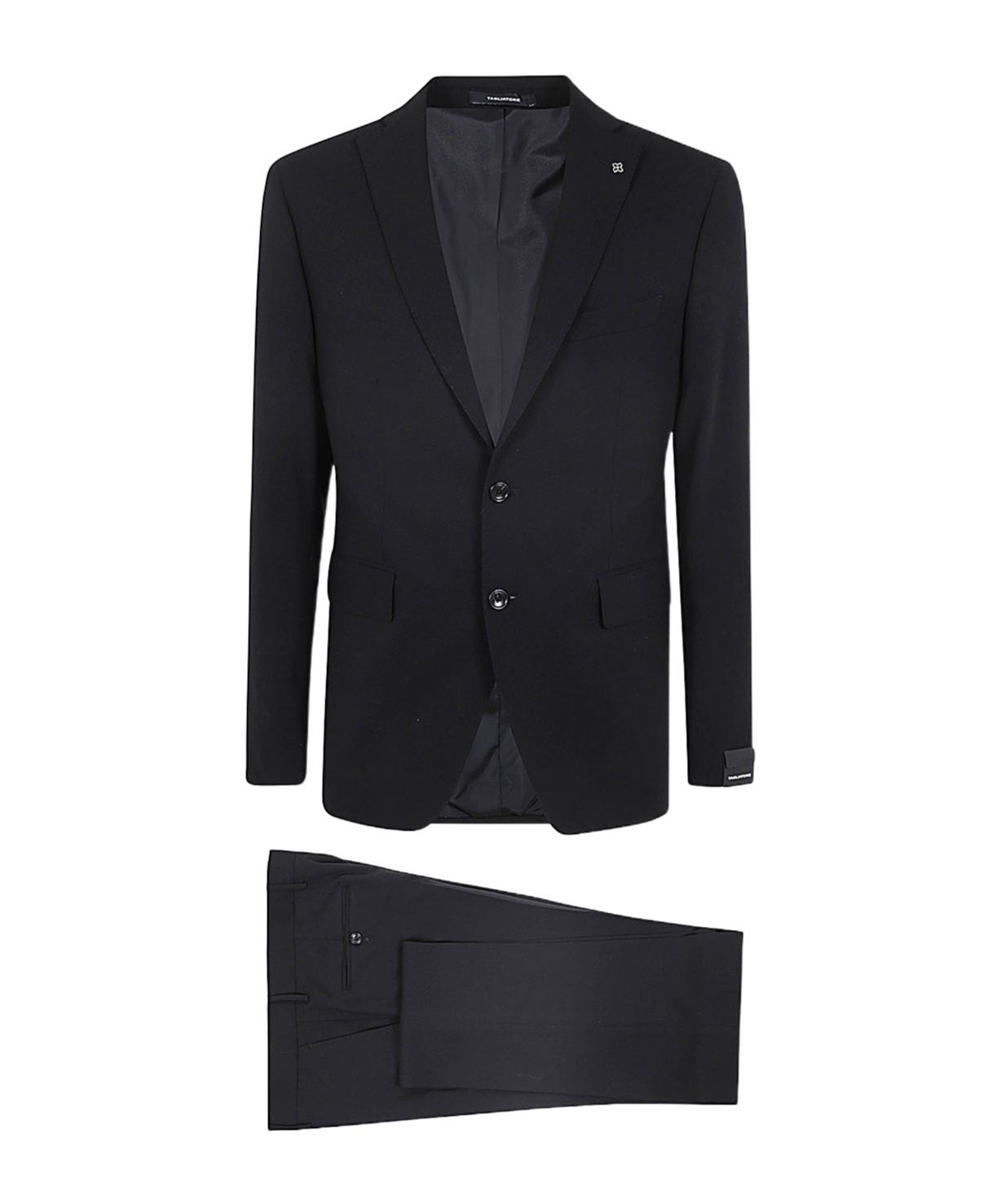 Tagliatore Button Long-sleeved Suit Coat And Trousers Set In Black