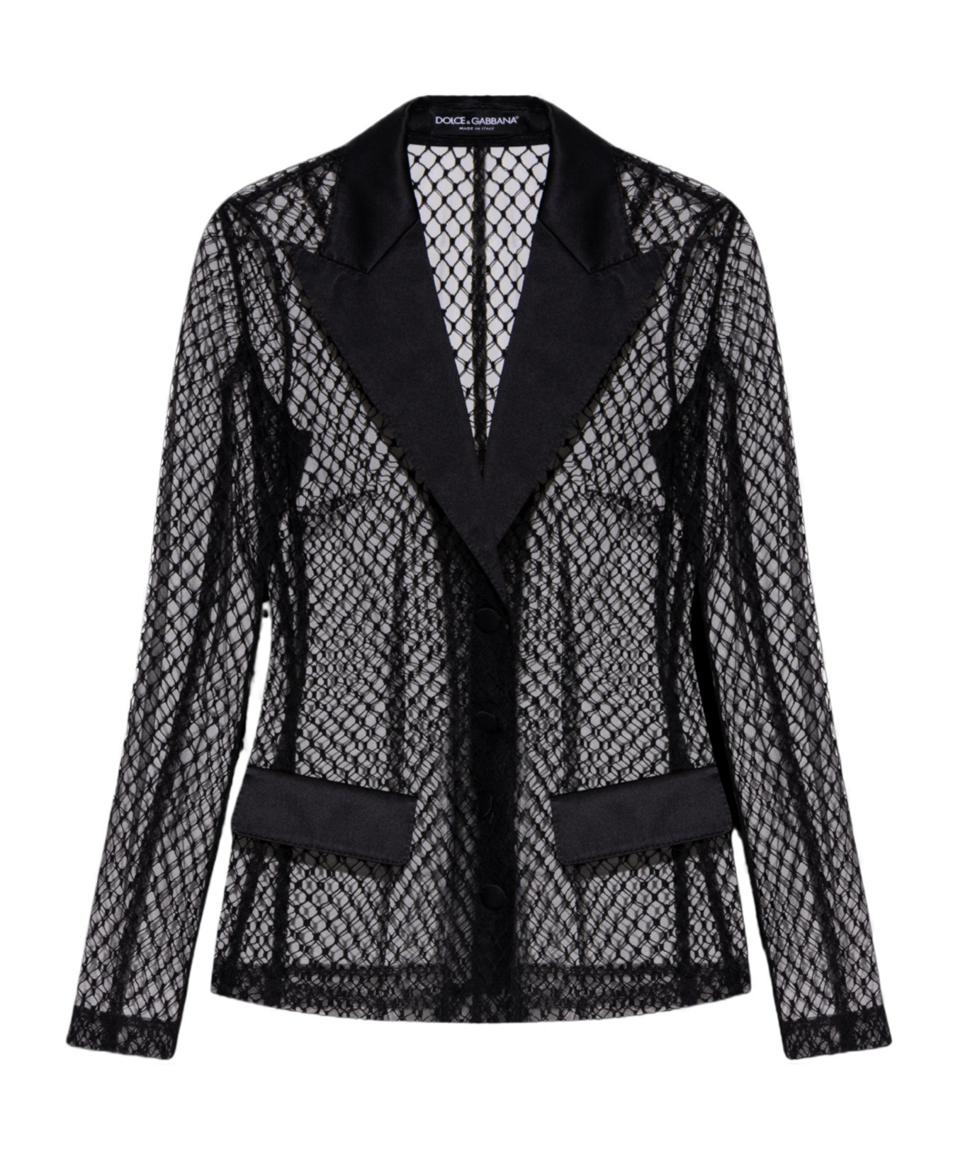 Dolce & Gabbana Single-breasted Mesh Jacket In Black