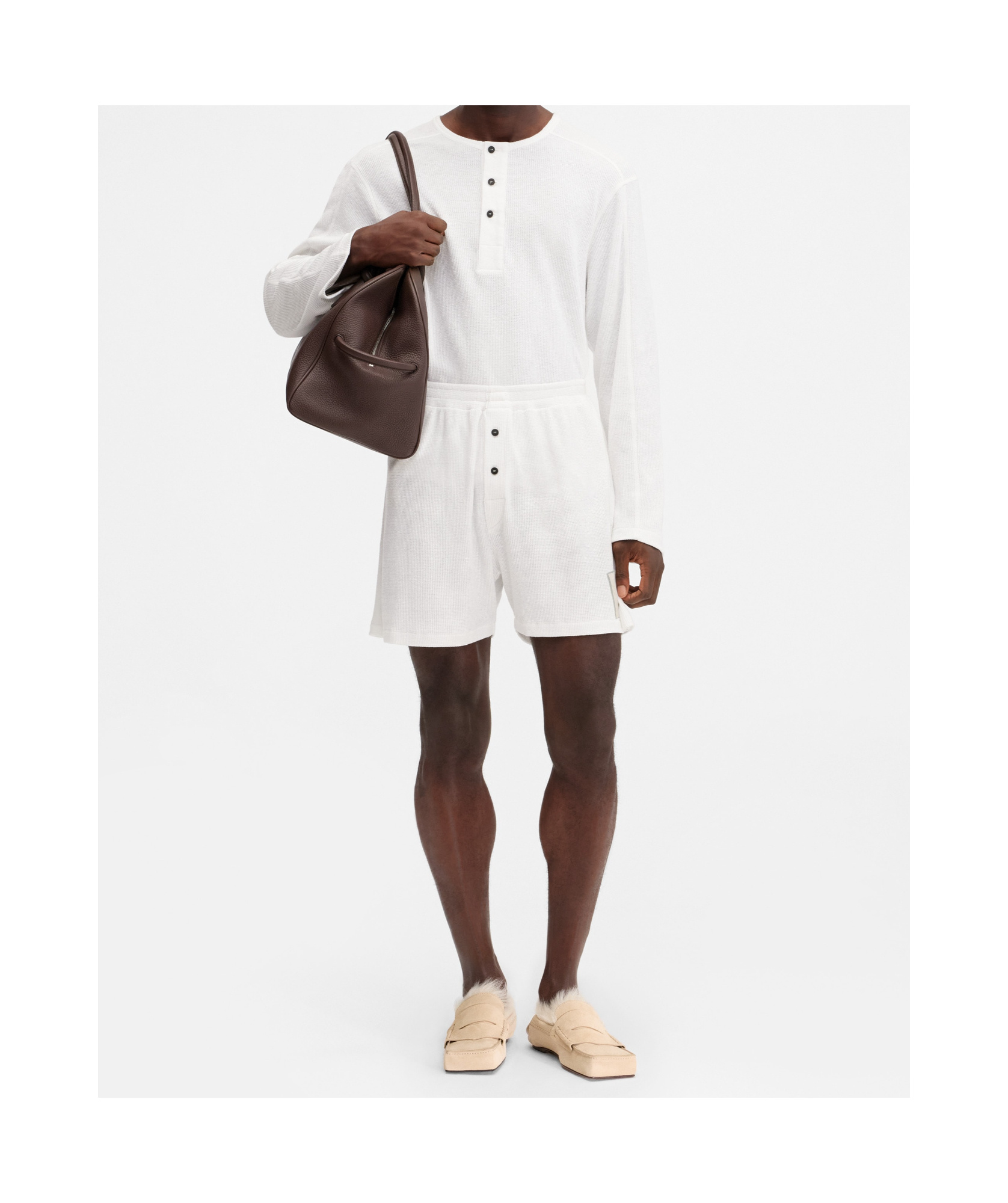 Jacquemus Long-sleeved T-shirt Elastic Waist Shorts Set In White