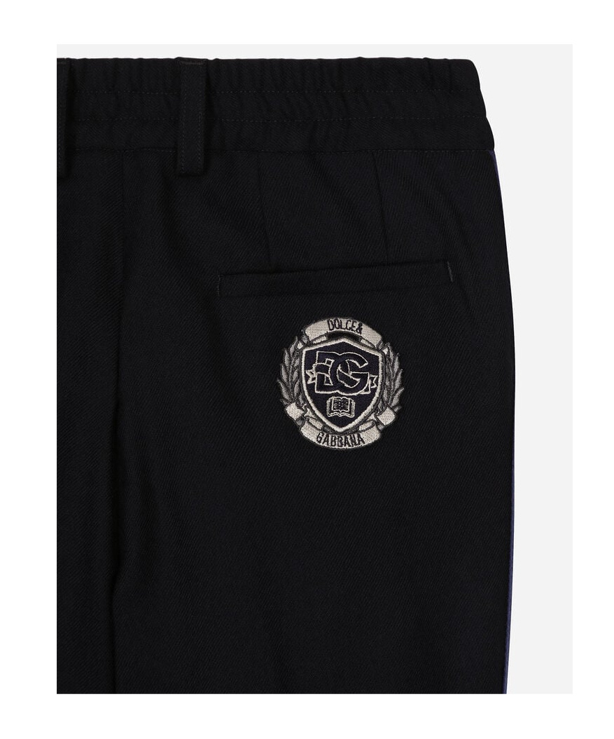 Dolce & Gabbana Side-band Wool Trousers In Black